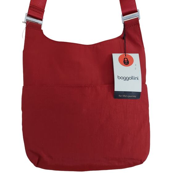 Baggallini Red Zipper Travel RFID Protected Lightweight Crossbody Bag NWT - Picture 7 of 13